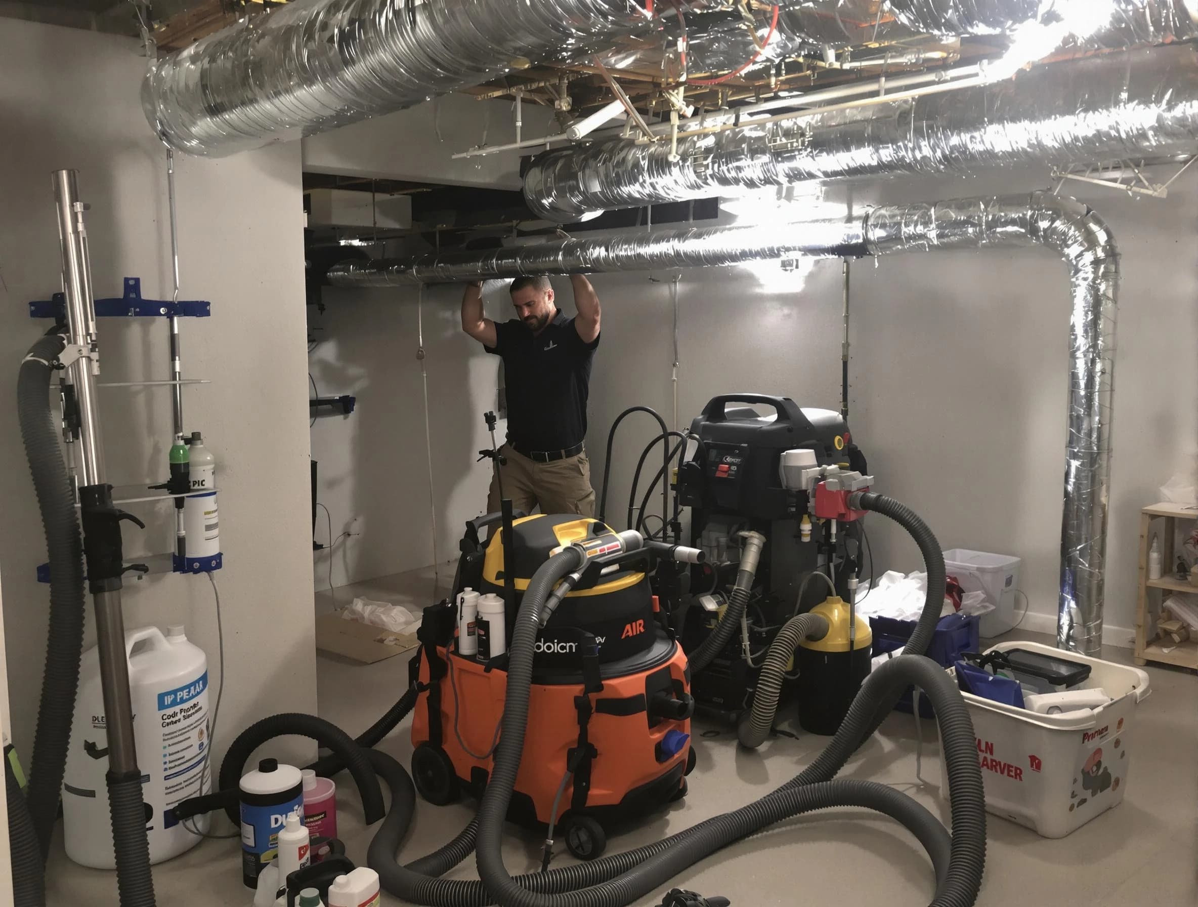 Litchfield Park Air Duct Cleaning specialist performing professional mold removal from air ducts using safety equipment in Litchfield Park