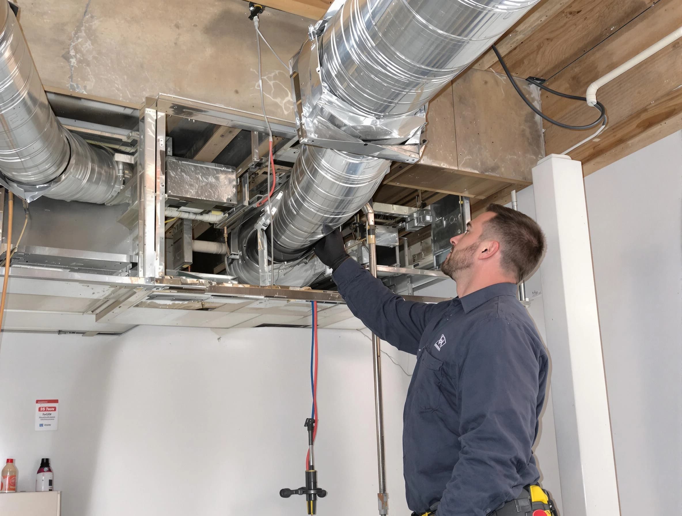 Litchfield Park Air Duct Cleaning technician performing professional air duct repair using specialized tools in Litchfield Park