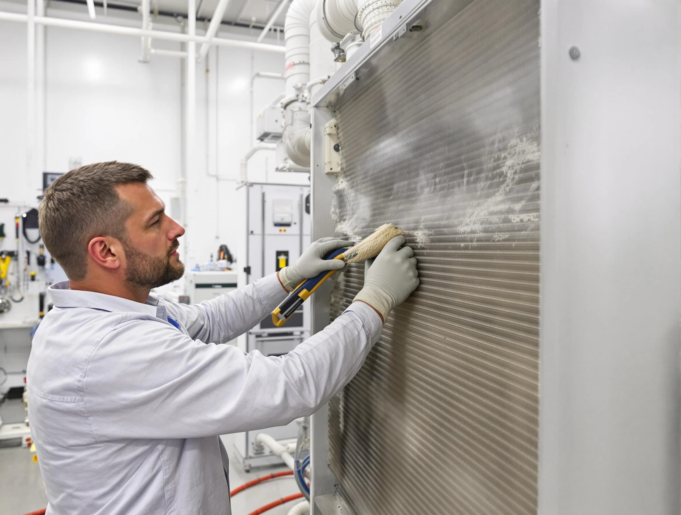 Litchfield Park Air Duct Cleaning technician performing precision commercial coil cleaning at a Litchfield Park business