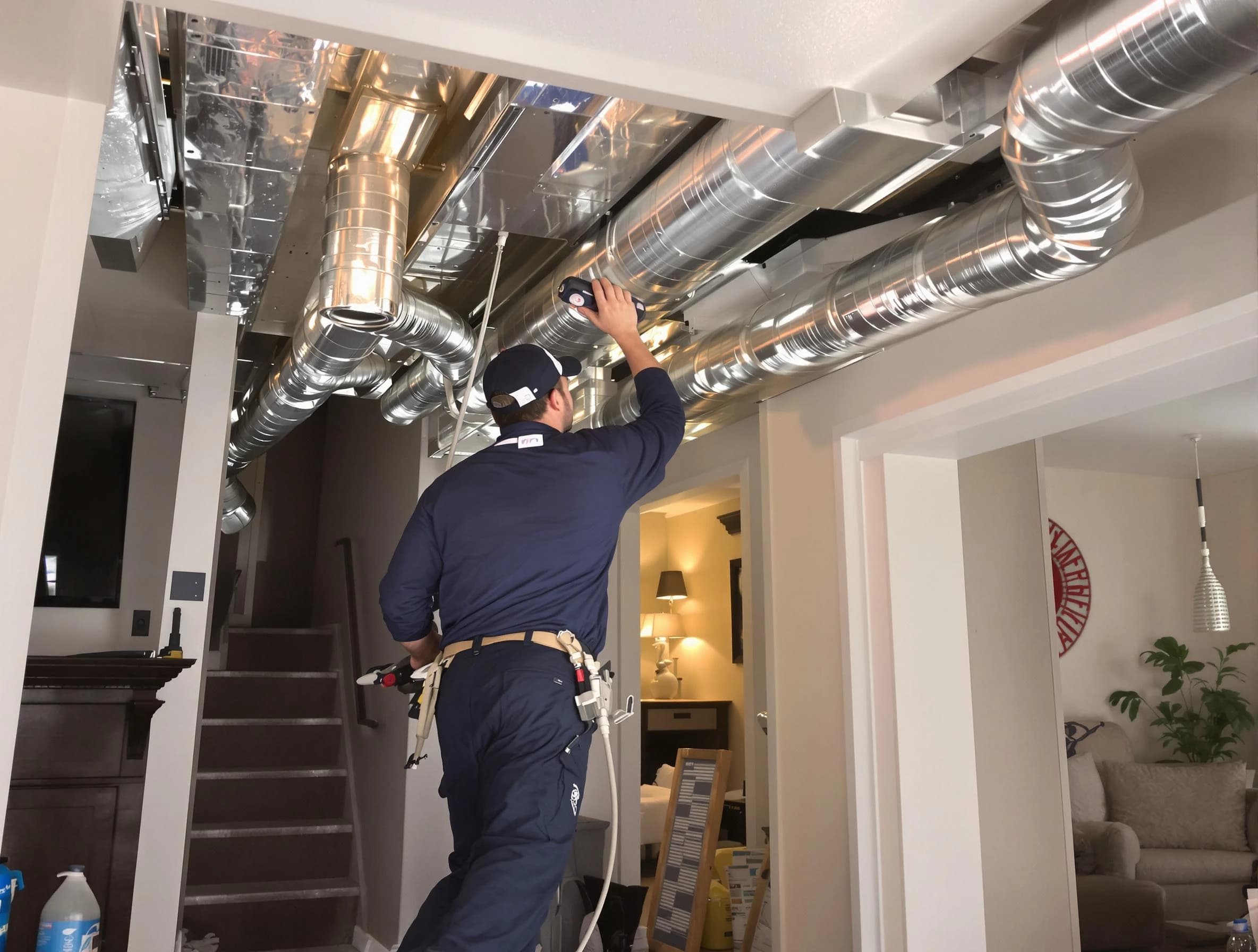 Litchfield Park Air Duct Cleaning expert performing specialized duct cleaning in a mobile home in Litchfield Park
