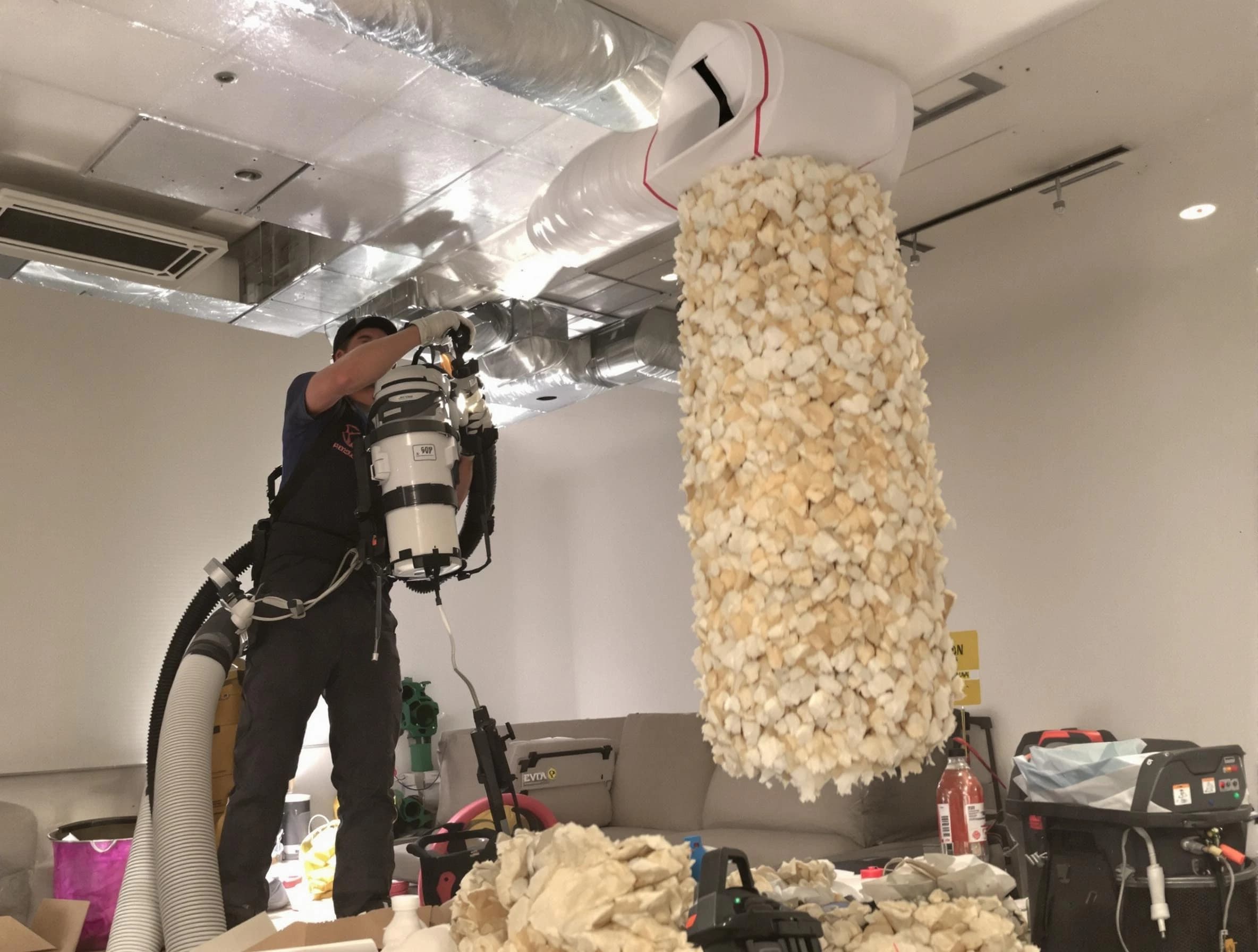 Litchfield Park Air Duct Cleaning technician performing precision vacuum insulation removal in a residential property in Litchfield Park